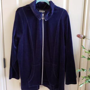NWOT Catherine's Navy Velour jogging Jacket.   18W/20W